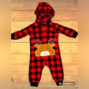 Baby Boys Reindeer Zip Up One Piece